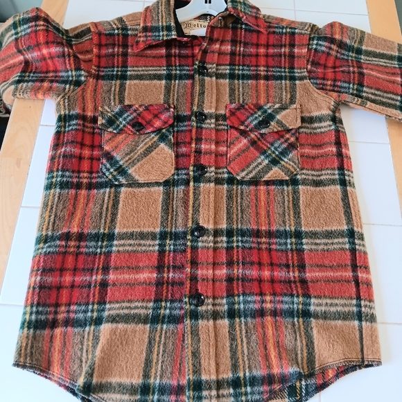 Wool, Melton Outer-wear Flannel Button Up Shirt Jacket Mens Size Small Vintage - Picture 11 of 12